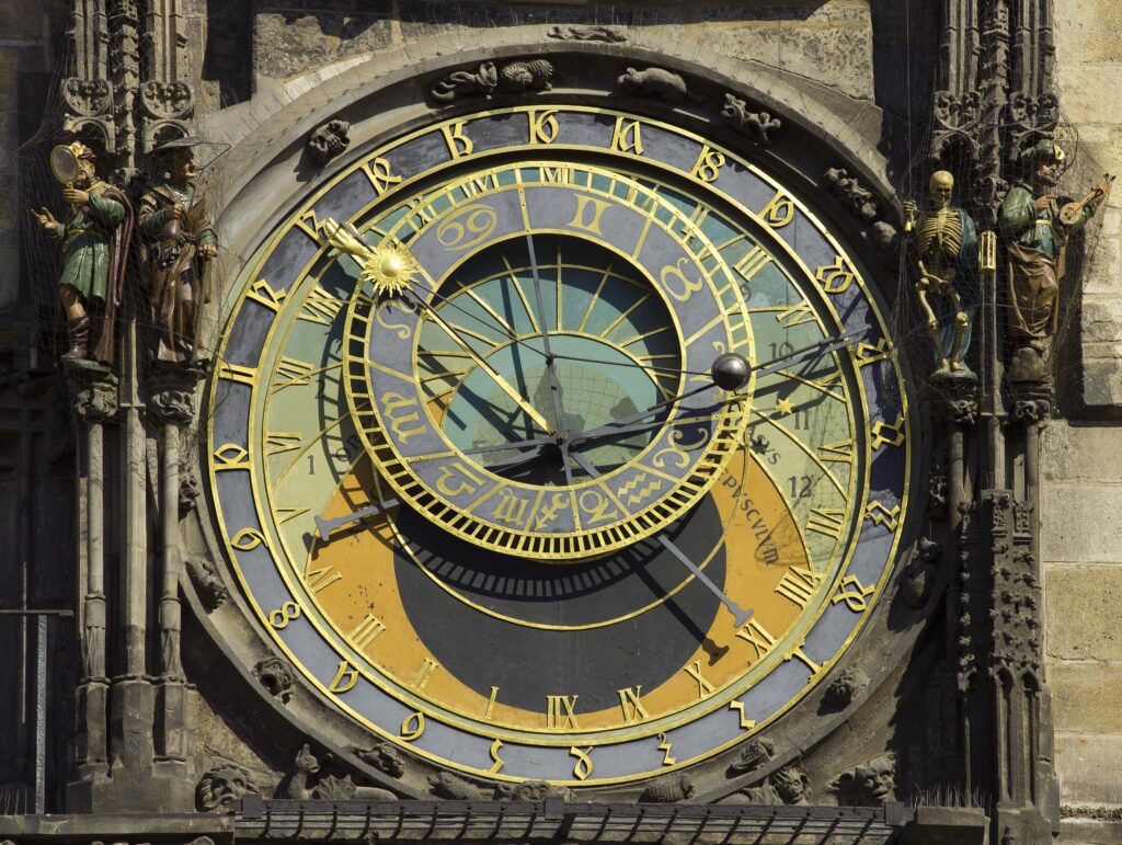 Tarcza praskiego zegara astronomicznego Orloj na Rynku Staromiejskim w Pradze